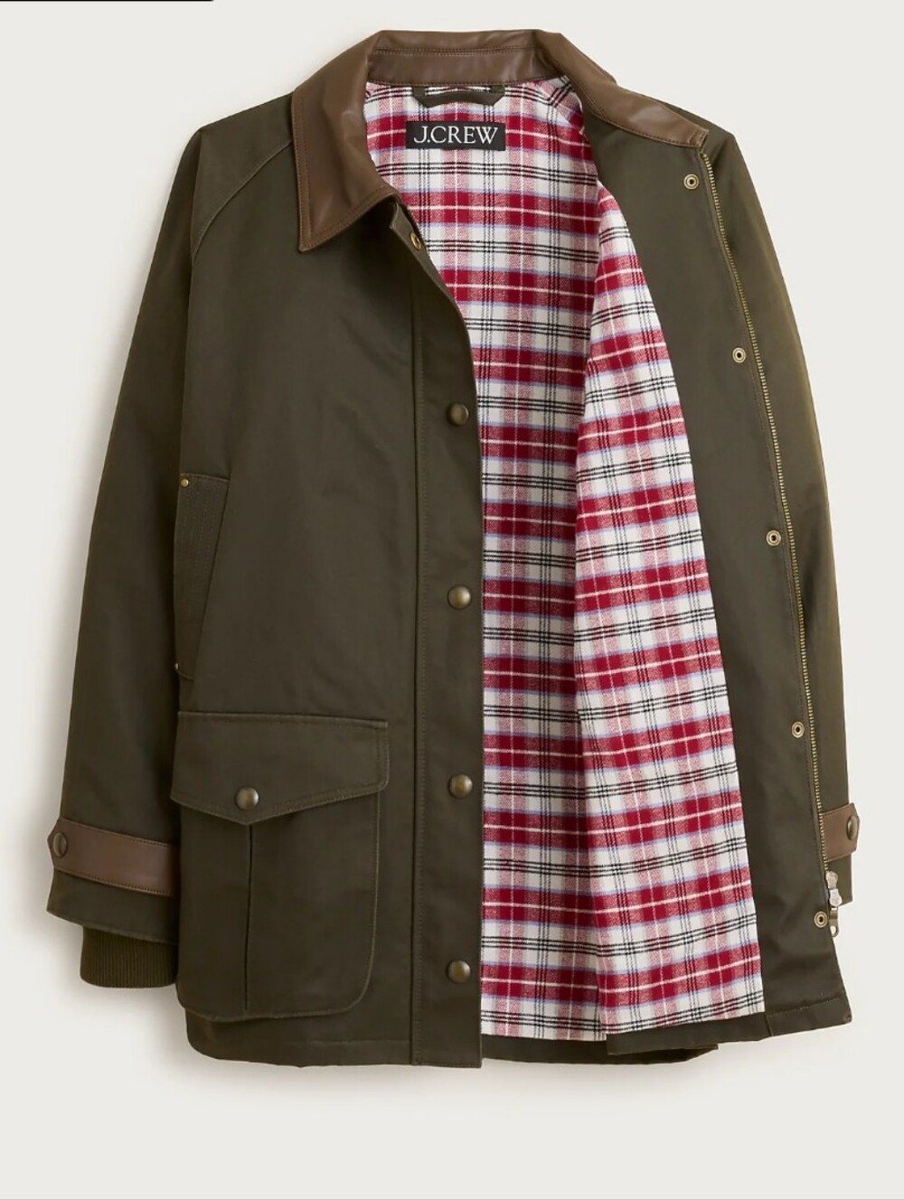 J Crew Broken-in Barn Jacket™ with faux-leather collar CP629 Size M NWT - Picture 3 of 11